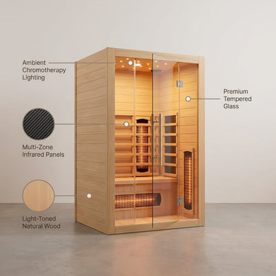 Infrared Sauna Cabin Built for Home Wellness, Premium Light Wood, Multi-Zone Heating, Digital Control