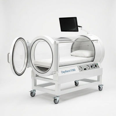 Hyperbaric Chamber Designed for Therapeutic Recovery, Transparent Shell, Mobile Base, Real-Time Monitoring