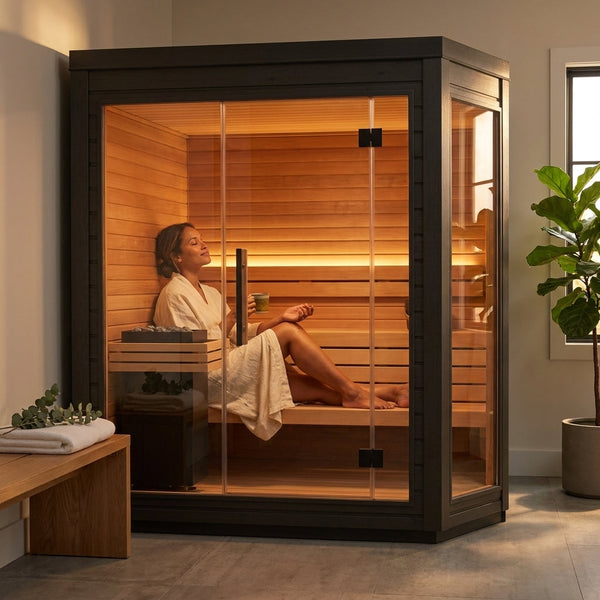 Salt Therapy Room Designed for Home Wellness, 2-Person Capacity, Cedar Interior, Glass Front Design