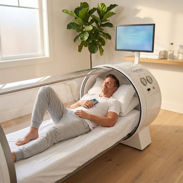 Hyperbaric Chamber Designed for Therapeutic Recovery, Transparent Shell, Mobile Base, Real-Time Monitoring